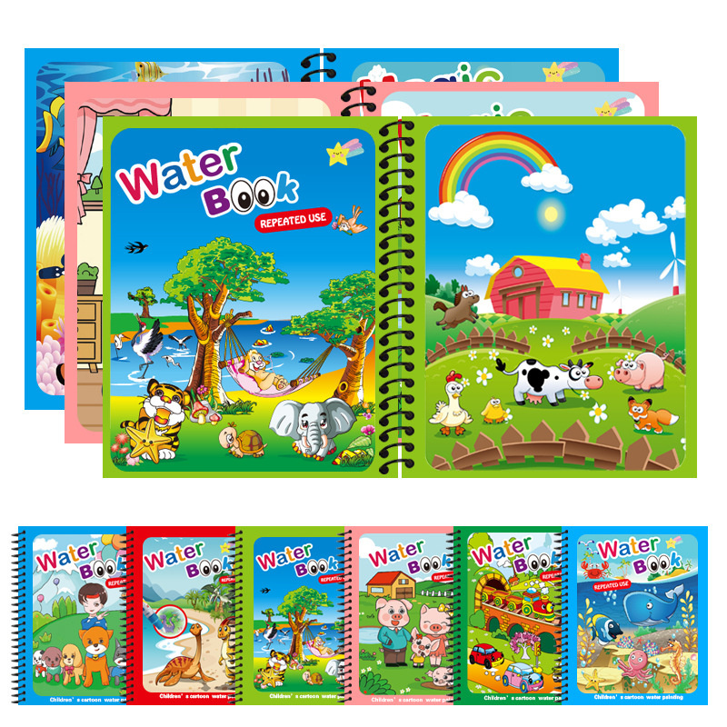 Reusable Water Magic Coloring Book - Игрушки Монтессори, многоразовая книжка-раскраска, волшебная книга