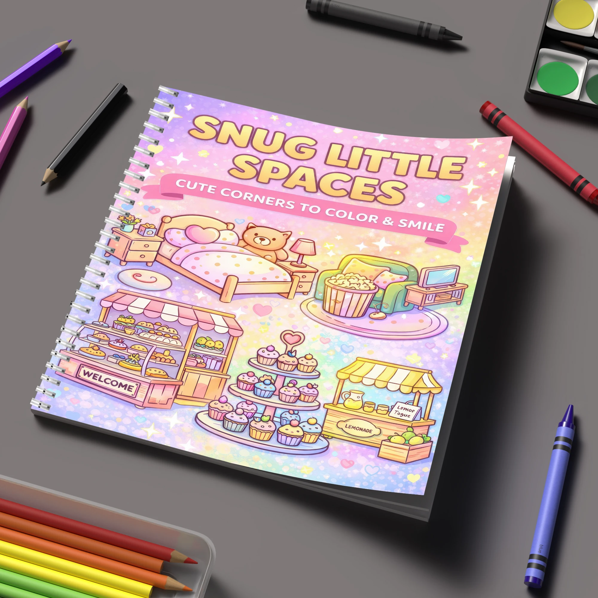 Adult Coloring Book Stress Relief - Книга-раскраска «Маленькие пространства» для взрослых, подарок