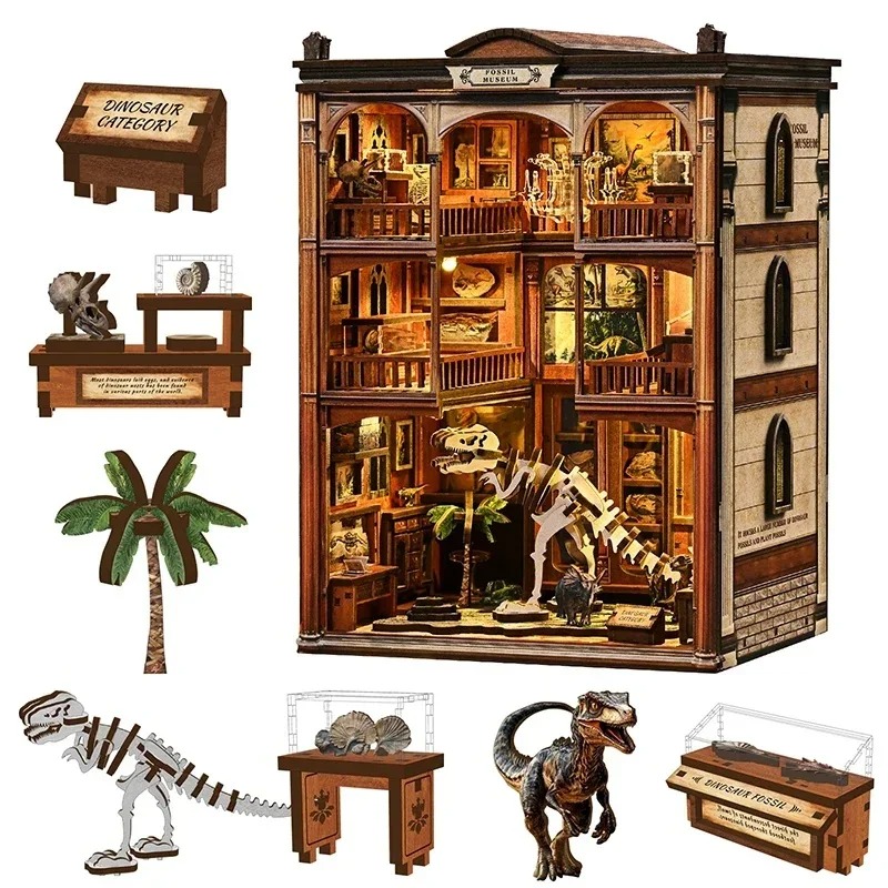 Diy Wooden Book Nook Kit Shelf Insert - Набор для сборки миниатюрной 3D-модели книжного