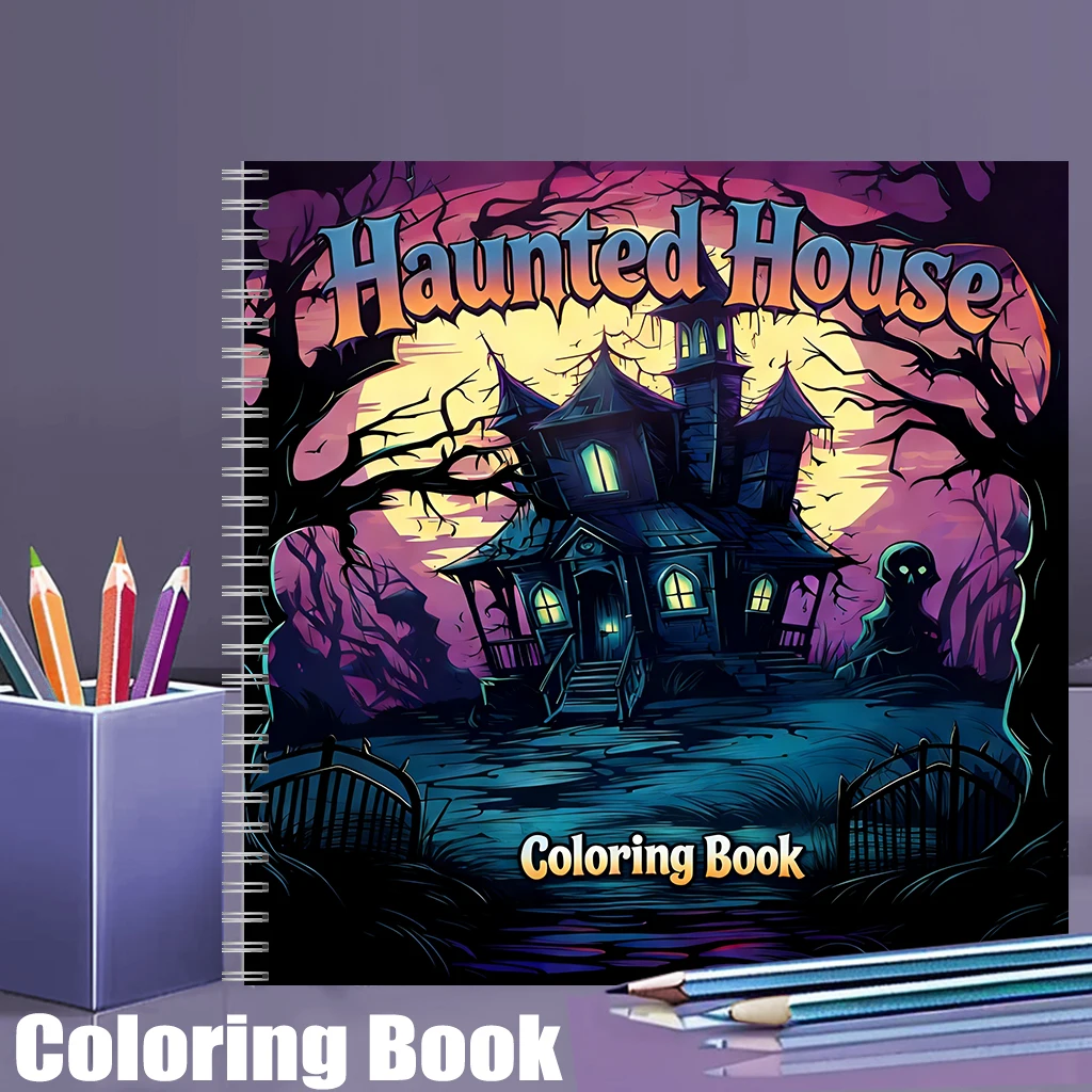 Adult Coloring Book Stress Relief - Книга-раскраска «Дом с привидениями» для взрослых,
