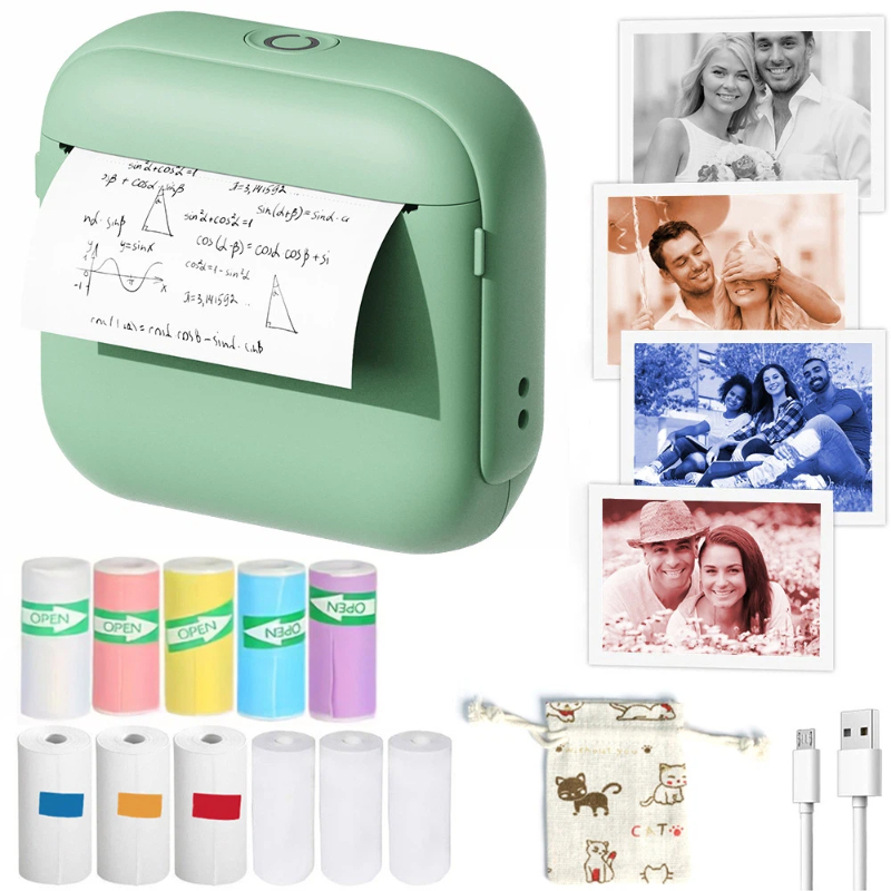 Mini Pocket Thermal Printer Paper Roll - Миниатюрный карманный Bluetooth-принтер без чернил с