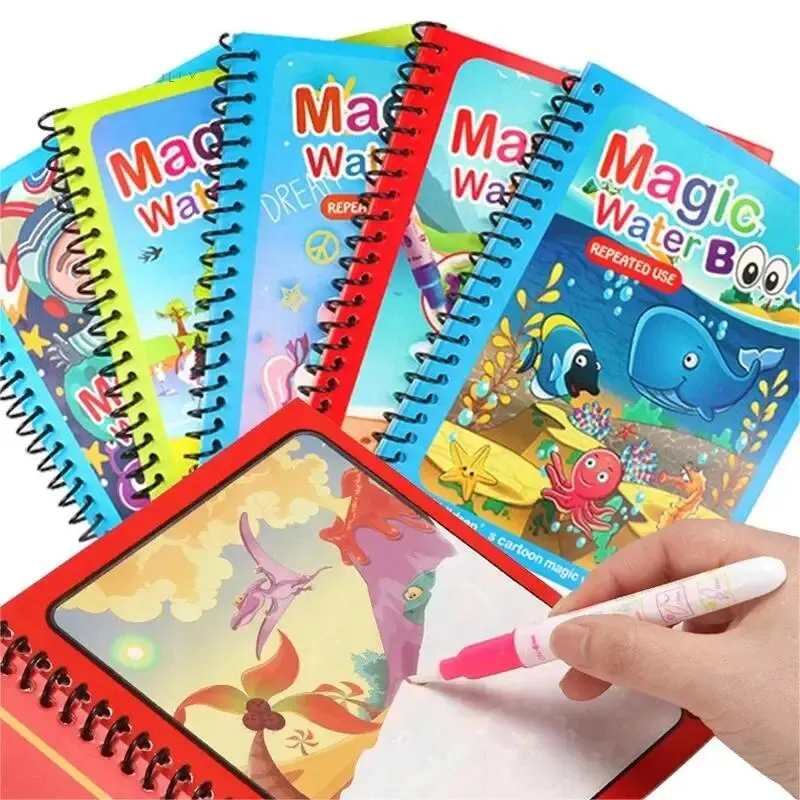 Reusable Water Magic Coloring Book - 1 книга + 1 ручка, многоразовая