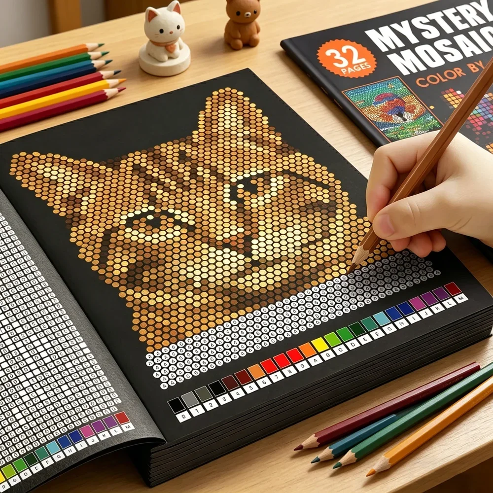 Книга-раскраска Mystery Mosaic – обзор и цена Adult Coloring Book Stress Relief